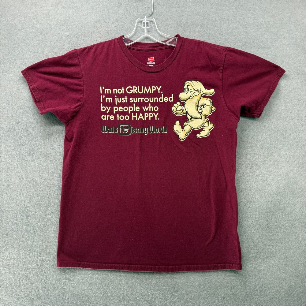 Disney Grumpy Shirt Womens Medium Maroon Walt Disney World Hanes Nano-T Graphic